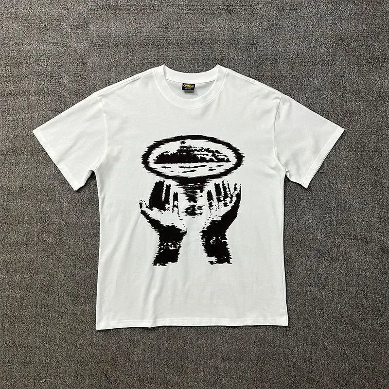 Men's cotton printed T-shirt, street fashion clothing, avant-garde style, retro oversized design.Suitable for both men and women